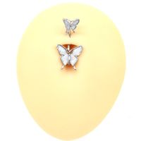 Tropisch Herzform Blumen Rostfreier Stahl Kupfer Überzug Inlay Zirkon Weißgold Plattiert Vergoldet Bauchnabelpiercing sku image 9