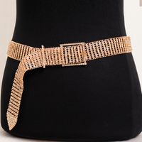 Elegant Basic Lady Solid Color Alloy Diamond Women's Chain Belts sku image 1