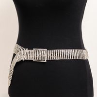 Elegant Basic Lady Solid Color Alloy Diamond Women's Chain Belts sku image 2