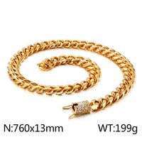 Hip Hop Color Sólido Acero Inoxidable Enchapado Cadena Chapados en oro de 18k Hombres Collar sku image 85