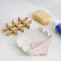 Casual Solid Color Bamboo Fibre Bathroom Racks Soap Dish main image 4