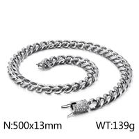 Hip-Hop Solid Color Stainless Steel Plating Chain 18K Gold Plated Men's Necklace sku image 34