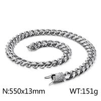 Hip-Hop Solid Color Stainless Steel Plating Chain 18K Gold Plated Men's Necklace sku image 39