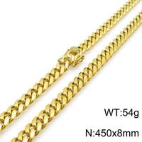Hip-Hop Solid Color Stainless Steel Plating Chain 18K Gold Plated Men's Necklace sku image 11