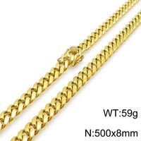 Hip Hop Color Sólido Acero Inoxidable Enchapado Cadena Chapados en oro de 18k Hombres Collar sku image 17