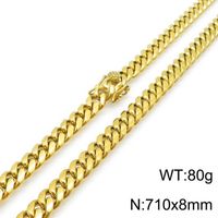 Hip-Hop Solid Color Stainless Steel Plating Chain 18K Gold Plated Men's Necklace sku image 49