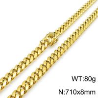 Hip Hop Color Sólido Acero Inoxidable Enchapado Cadena Chapados en oro de 18k Hombres Collar sku image 49