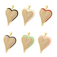 Simple Style Heart Shape Copper Enamel Inlay Zircon 18k Gold Plated Charms main image 8