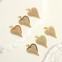 Simple Style Heart Shape Copper Enamel Inlay Zircon 18k Gold Plated Charms main image 9
