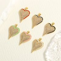 Simple Style Heart Shape Copper Enamel Inlay Zircon 18k Gold Plated Charms main image 1