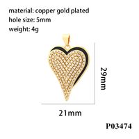 Simple Style Heart Shape Copper Enamel Inlay Zircon 18k Gold Plated Charms sku image 1