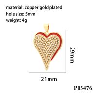 Simple Style Heart Shape Copper Enamel Inlay Zircon 18k Gold Plated Charms sku image 3