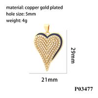 Simple Style Heart Shape Copper Enamel Inlay Zircon 18k Gold Plated Charms sku image 4