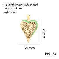 Simple Style Heart Shape Copper Enamel Inlay Zircon 18k Gold Plated Charms sku image 5