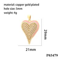 Simple Style Heart Shape Copper Enamel Inlay Zircon 18k Gold Plated Charms main image 2