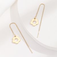 1 Pair Elegant Lady Korean Style Flower Copper Gold Plated Ear Line main image 3