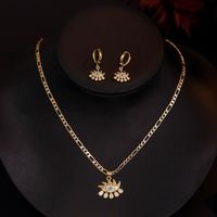 Simple Style Devil's Eye Copper Plating Inlay Zircon 18k Gold Plated Earrings Necklace Jewelry Set main image 3