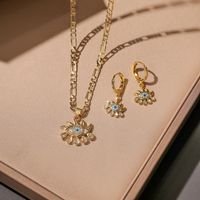 Simple Style Devil's Eye Copper Plating Inlay Zircon 18k Gold Plated Earrings Necklace Jewelry Set main image 1