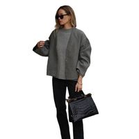Women's Simple Style Solid Color Single Breasted Coat Woolen Coat main image 3
