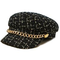 Women's Elegant Basic Retro Plaid Chain Curved Eaves Beret Hat main image 3