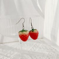 1 Pair Simple Style Classic Style Strawberry Inlay Resin Resin Drop Earrings main image 1