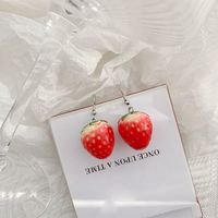 1 Pair Simple Style Classic Style Strawberry Inlay Resin Resin Drop Earrings main image 3