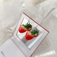 1 Pair Simple Style Classic Style Strawberry Inlay Resin Resin Drop Earrings main image 5