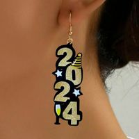 1 Pair Simple Style Classic Style Number Printing Arylic Drop Earrings main image 3