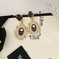 1 Pair Simple Style Classic Style Color Block Plating Inlay Alloy Artificial Pearls Gold Plated Drop Earrings sku image 2