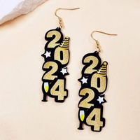 1 Pair Simple Style Classic Style Number Printing Arylic Drop Earrings main image 4