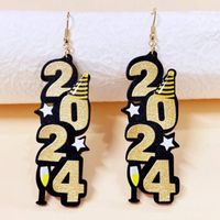 1 Pair Simple Style Classic Style Number Printing Arylic Drop Earrings main image 1