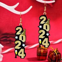 1 Pair Simple Style Classic Style Number Printing Arylic Drop Earrings main image 5