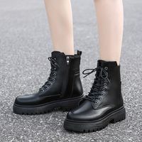 Women's Basic Solid Color Sewing Thread Round Toe Booties Classic Boots Martin Boots main image 10
