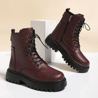 Women's Basic Solid Color Sewing Thread Round Toe Booties Classic Boots Martin Boots sku image 9