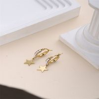 1 Piece Romantic Modern Style Sweet Star Moon Heart Shape Plating Inlay Stainless Steel Artificial Pearls 18k Gold Plated Drop Earrings main image 8