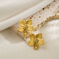 1 Pair Ig Style Simple Style Leaves Flower Plating Stainless Steel Ear Studs main image 3
