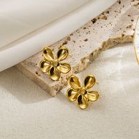 1 Pair Ig Style Simple Style Leaves Flower Plating Stainless Steel Ear Studs main image 4