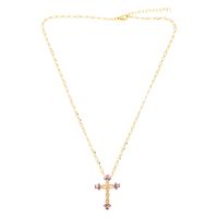 Simple Style Streetwear Cross Copper Plating Inlay Zircon 18k Gold Plated Pendant Necklace main image 2