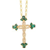 Simple Style Streetwear Cross Copper Plating Inlay Zircon 18k Gold Plated Pendant Necklace main image 4