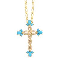 Simple Style Streetwear Cross Copper Plating Inlay Zircon 18k Gold Plated Pendant Necklace main image 3