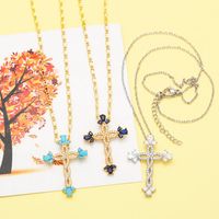 Simple Style Streetwear Cross Copper Plating Inlay Zircon 18k Gold Plated Pendant Necklace main image 6