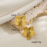 1 Pair Ig Style Simple Style Leaves Flower Plating Stainless Steel Ear Studs sku image 3