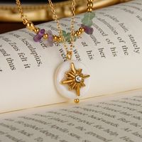 Stainless Steel Natural Stone Elegant Simple Style Star Natural Stone Layered Necklaces main image 4