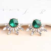 1 Pair Casual Elegant Shiny Leaves Plating Inlay Alloy Artificial Gemstones Gold Plated Ear Studs main image 1