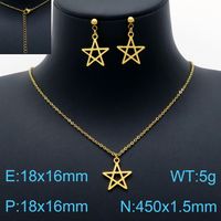Basic Star Stainless Steel Titanium Steel Hollow Out Jewelry Set sku image 2