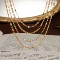 Stainless Steel Retro French Style Layered Solid Color No Inlay Layered Necklaces main image 2