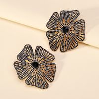 1 Pair Glam Exaggerated Lady Flower Plating Inlay Zinc Alloy Crystal Ear Studs main image 8