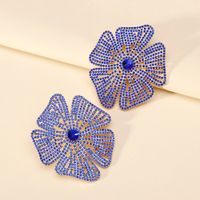 1 Pair Glam Exaggerated Lady Flower Plating Inlay Zinc Alloy Crystal Ear Studs sku image 6