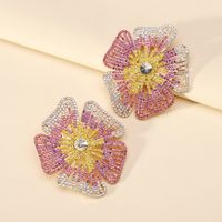 1 Pair Glam Exaggerated Lady Flower Plating Inlay Zinc Alloy Crystal Ear Studs main image 9