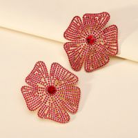 1 Pair Glam Exaggerated Lady Flower Plating Inlay Zinc Alloy Crystal Ear Studs sku image 7